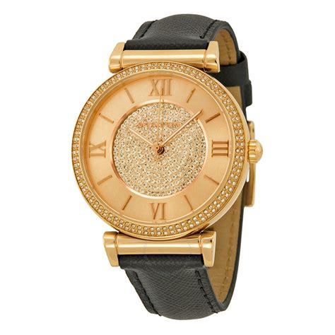 michael kors black leather watch.